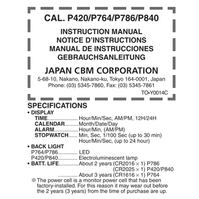 mesin Digital miyota cal P420-P764-P786-P840