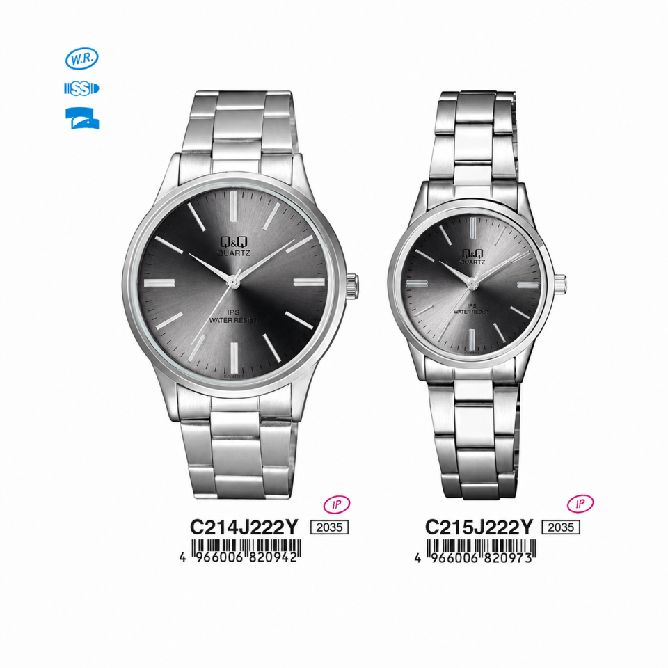 Q&Q C214J222Y - C215J222Y Jam Tangan Couple