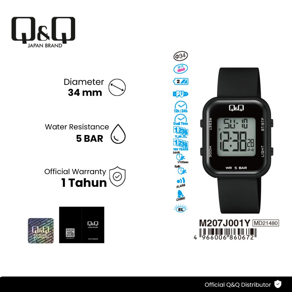 Q&Q M207J001Y Jam Tangan Pria Wanita