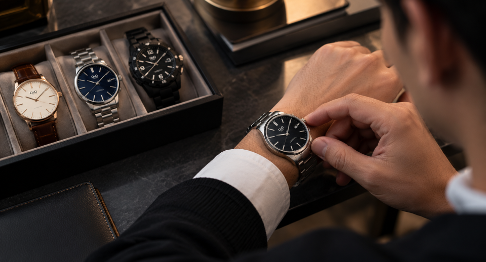 Memilih Jam Tangan Elegan di Meja Mewah