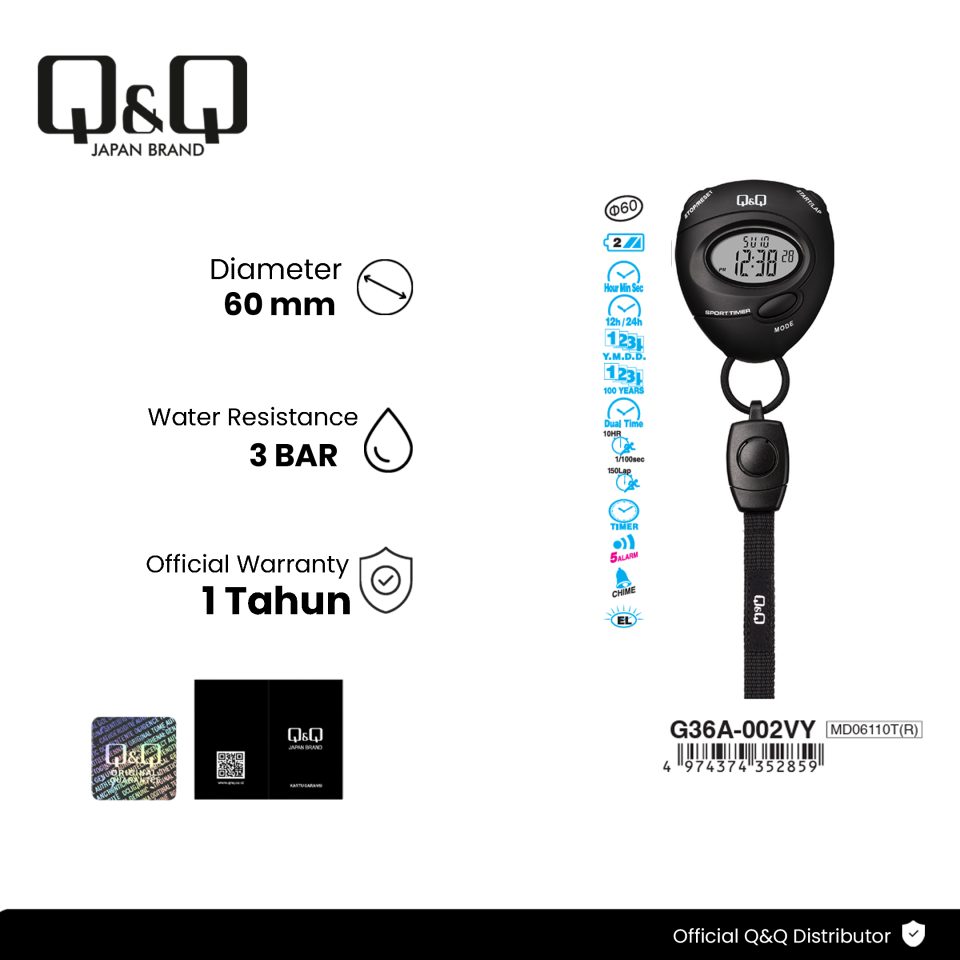 Q&Q G36A002VY Stopwatch Jam Tangan Pria